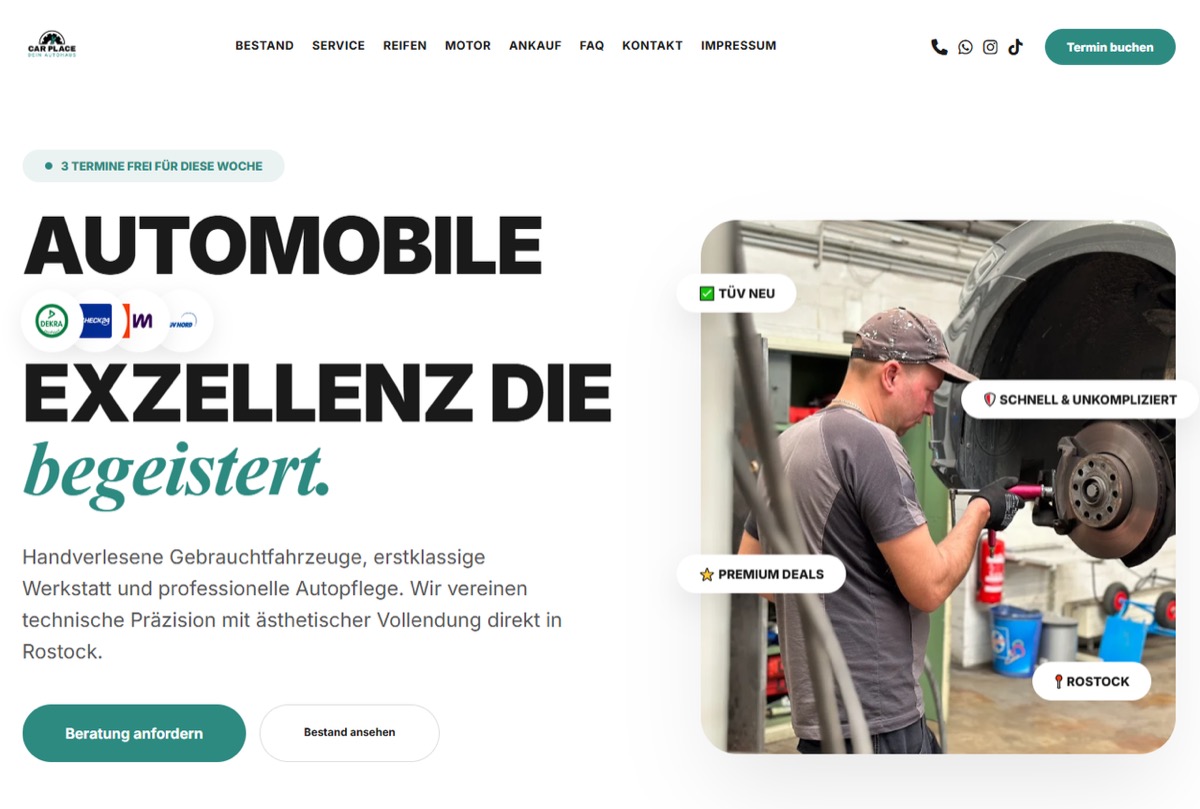 Website-Referenz Car Place Rostock – Schmidt Web Studio