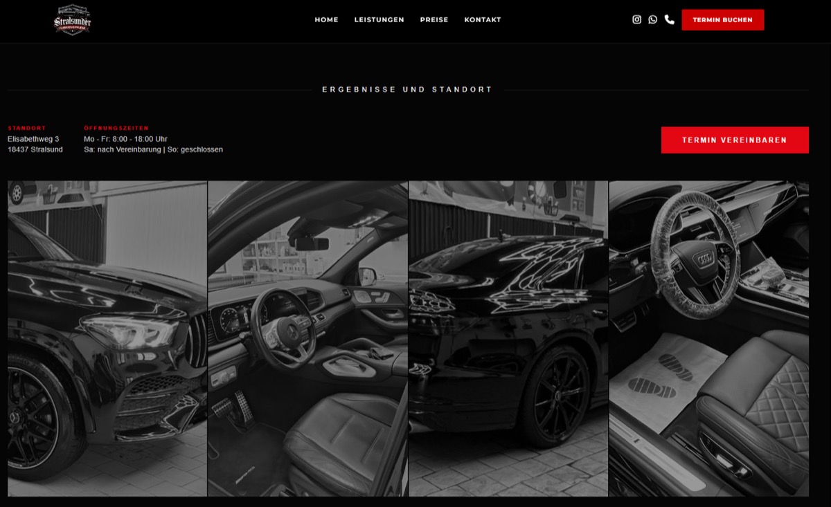 Website-Referenz Stralsunder Fahrzeugpflege – Schmidt Web Studio